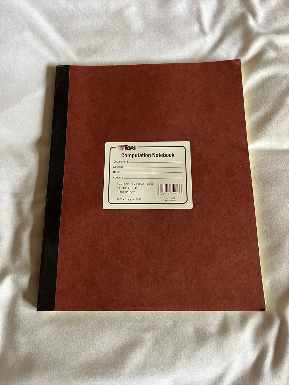TOPS Computation Notebook 75 Sheets 4x4 Quad Brown Grid Paper 11.75x9.25